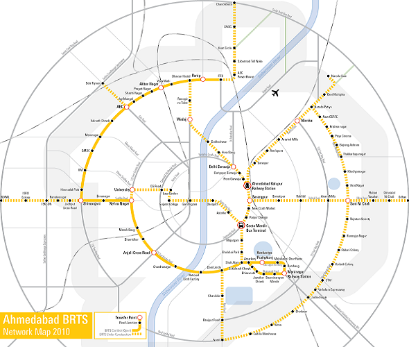 Ahmedabad BRTS Netwrok Map